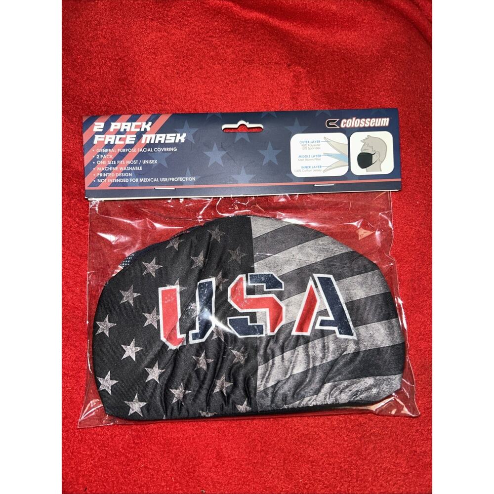 USA 2 Pack Face Mask New Colosseum New